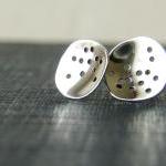 Sterling Silver Studs. Recycled Silver Disc..