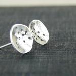 Sterling Silver Studs. Recycled Silver Disc..