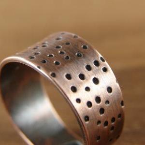 Dots Ring. Adjustable Wide Ring In Copper. Ring..