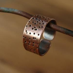 Dots Ring. Adjustable Wide Ring In Copper. Ring..