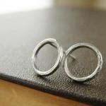  Silver circle studs, textured and ..