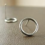  Silver circle studs, textured and ..
