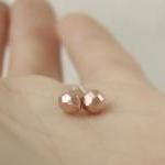 Faceted Copper Studs. Tiny Geo Earrings In..