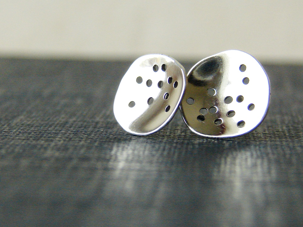 Sterling Silver Studs. Recycled Silver Disc Earrings.